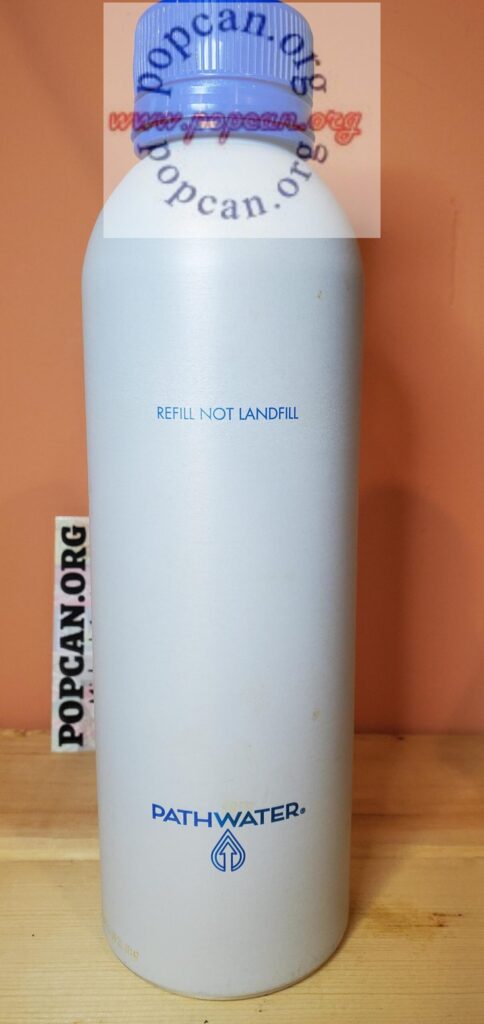 Very small logo, "Pathwater" above logo. No small print on bottle. Type of water also not listed. Prototype? Part of original coan 2020 collection